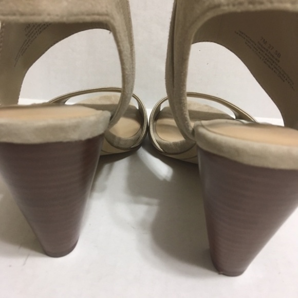 Karl Lagerfeld Paris Suede/Leather Lt Tan Heels 7M - Picture 5 of 8